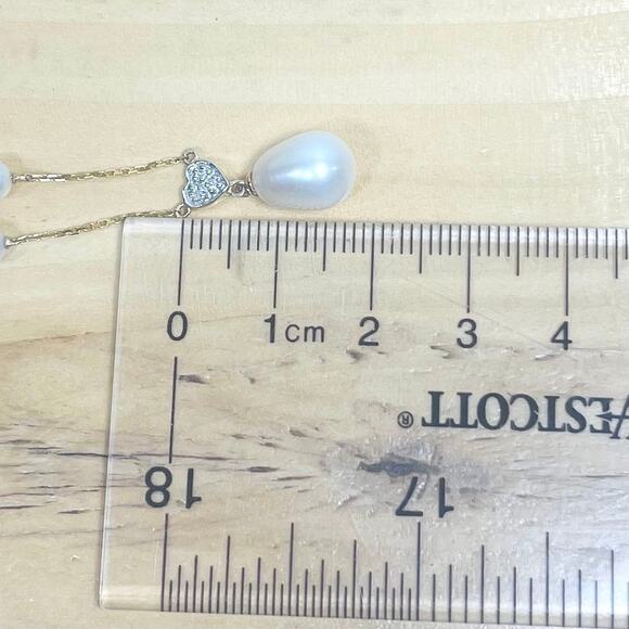 Ross Simons 14k Gold Cultured Pearl Diamond Heart Necklace 17" - Picture 7 of 14